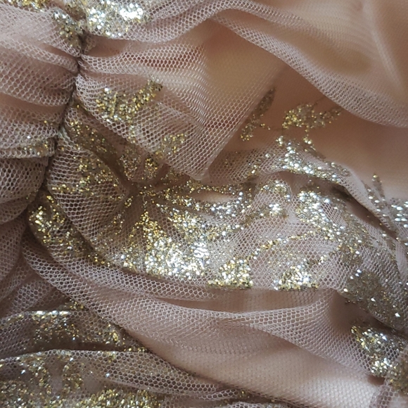 tulle mini dress with gold print details. - Picture 10 of 14